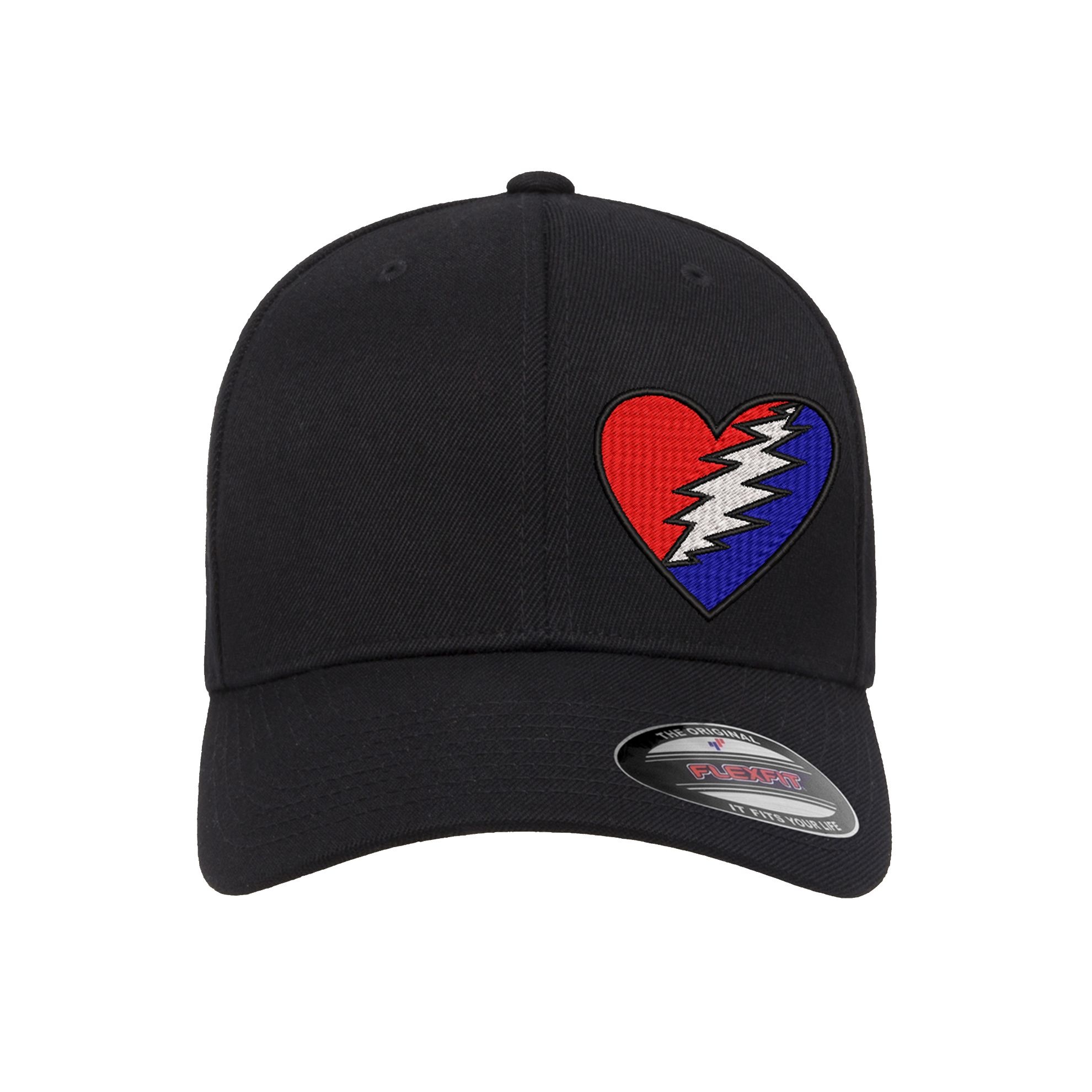 315 Syracuse - grateful dead thunderbolt heart side logo embroidered flexfit hat